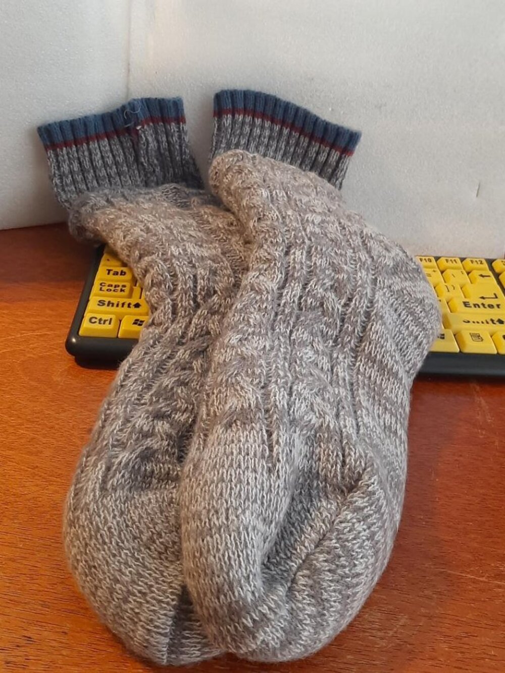 Unisex Cozy Cable Knit Gray Woolen Leg Warmers Or Boot Ribbed Cuffs Stripes